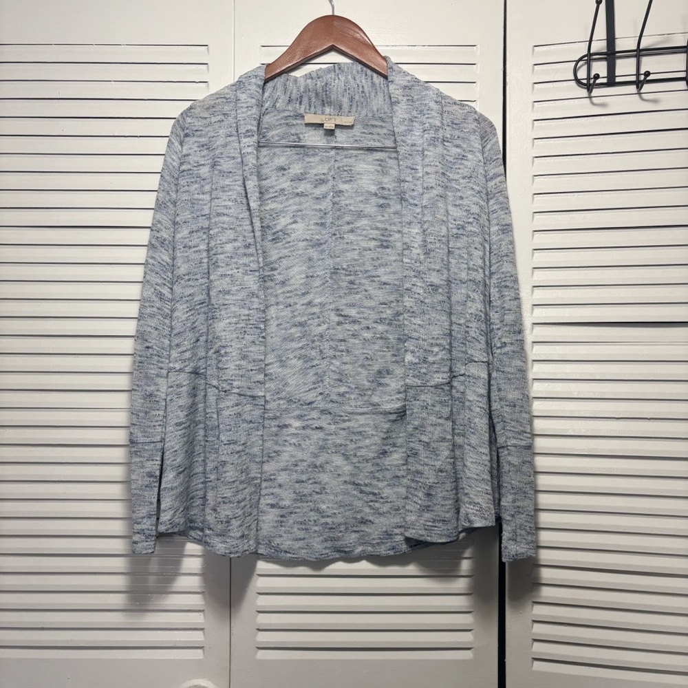 Loft Open Cardigan Women Light Weight Knit Long Sleeve Nubby Space Dye Size XSP